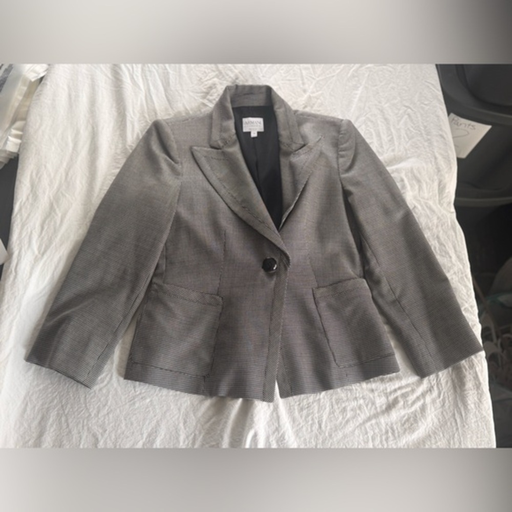 Armani Collezioni Women's Gray Virgin Wool Silk Blend Blazer 10